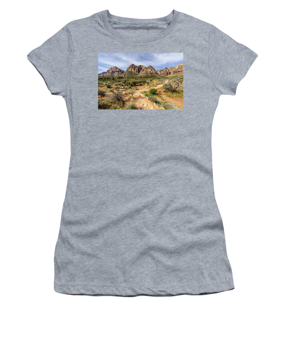Las Vegas Women's T-Shirt featuring the photograph A Hiking Trail in Red Rock Canyon by Daniel Woodrum