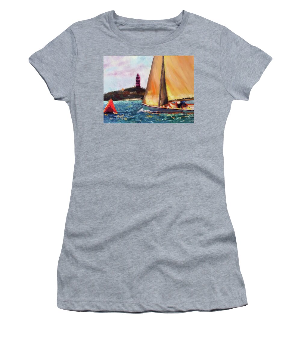 Abaco Rage Women's T-Shirt featuring the painting Abaco Rage on the mark by Josef Kelly