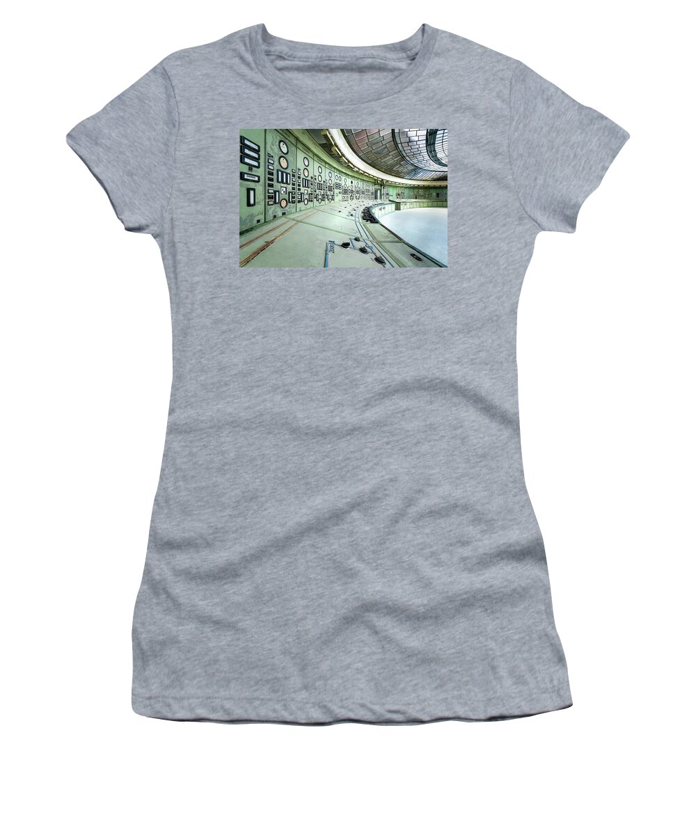 Urban Women's T-Shirt featuring the photograph Abandoned Art Deco Control Room by Roman Robroek
