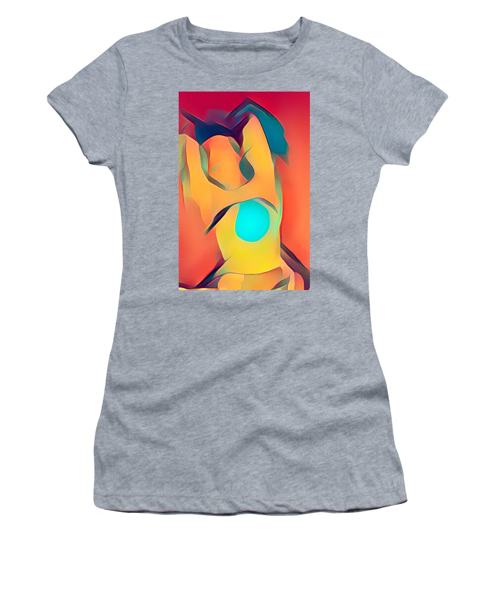 Woman Women's T-Shirt featuring the digital art Abstract Reclining woman by Cathy Anderson