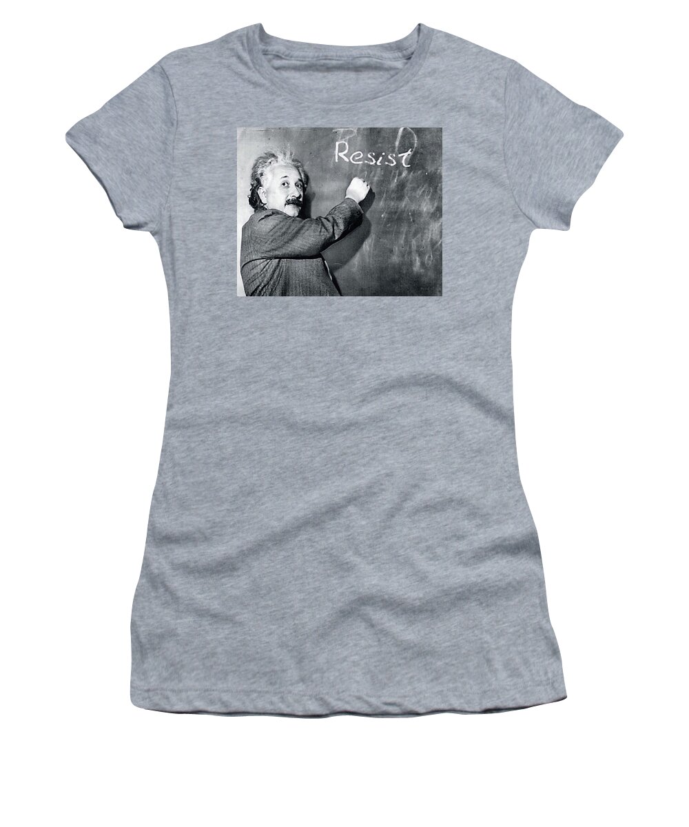 Albert Einstein Resistance Women's T-Shirt featuring the photograph Albert Einstein Resistance by Susan Maxwell Schmidt