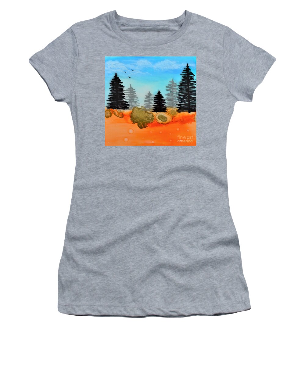 Resin Women's T-Shirt featuring the mixed media Alcohol Ink - 1 by Monika Shepherdson