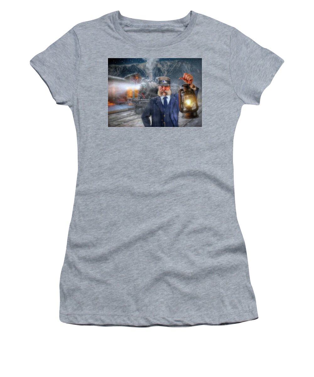 Old Train Station Women's T-Shirt featuring the photograph All Aboard by Aleksander Rotner