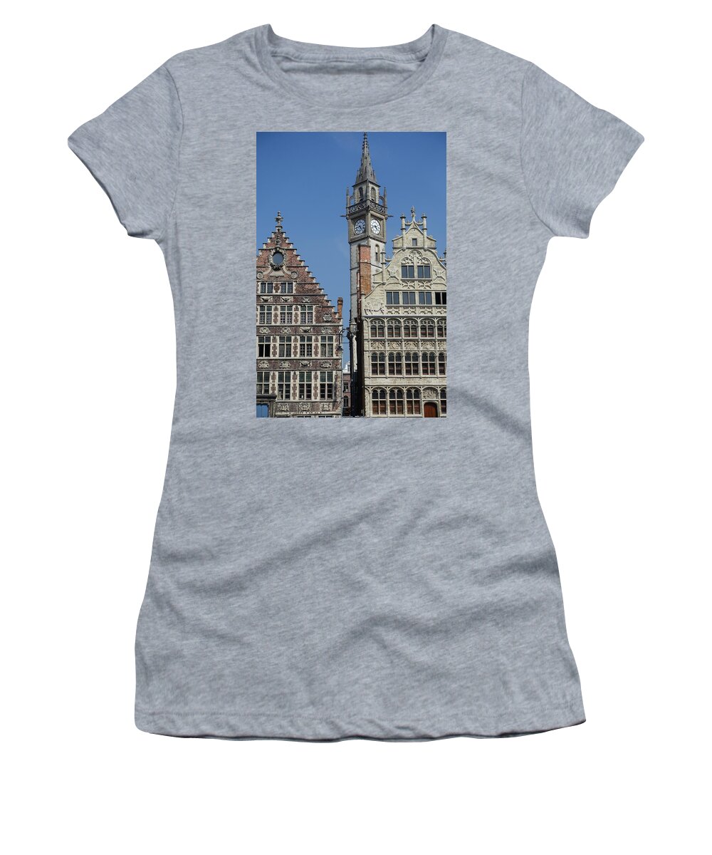 Graslei Women's T-Shirt featuring the photograph Along the Graslei in Ghent Belgium by Patricia Caron