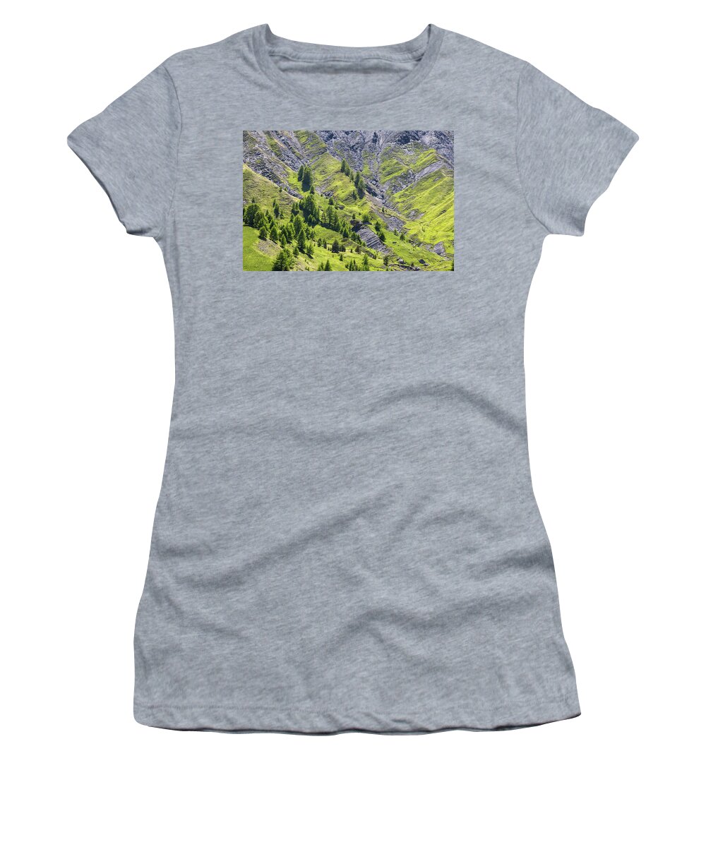 Mountain Landscape Women's T-Shirt featuring the photograph Alpes de Haute-Provence - 4 - French Alps by Paul MAURICE
