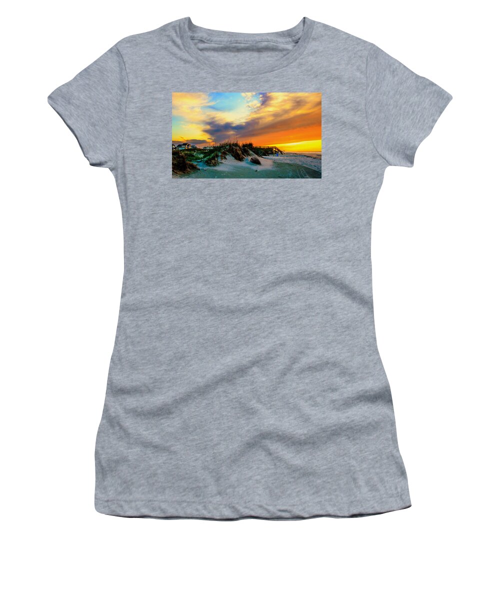 An Idyllic Morning At The Beach Prints Women's T-Shirt featuring the photograph An Idyllic Morning At The Beach by John Harding