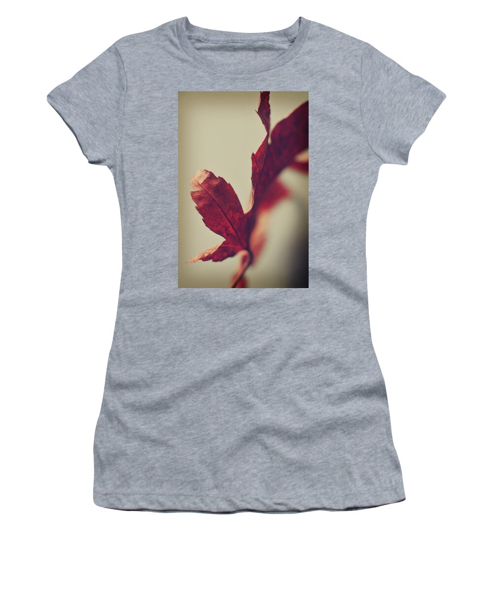 Red Leaf Women's T-Shirt featuring the photograph Anxious Nights by Michelle Wermuth