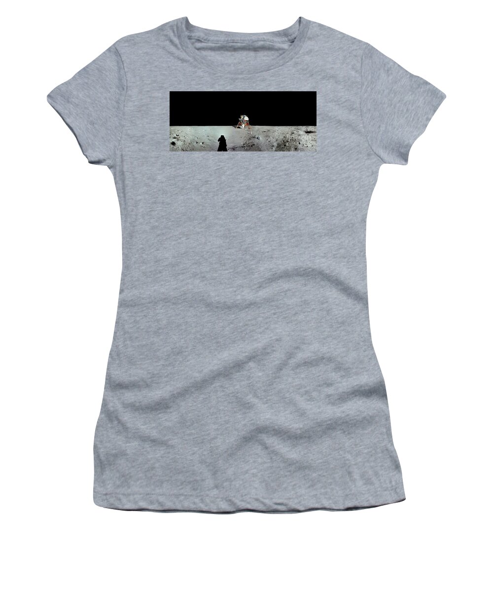 Apollo 11 Women's T-Shirt featuring the photograph Apollo 11 Panorama of the first men by Andy Myatt