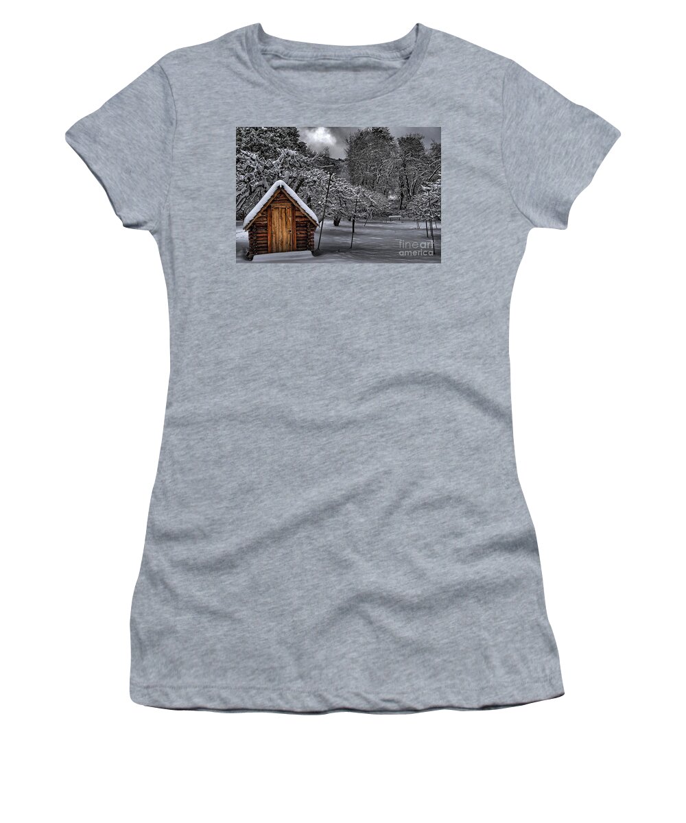 Apple Tree Women's T-Shirt featuring the photograph Apple Trees in the Snow by Alex Morales
