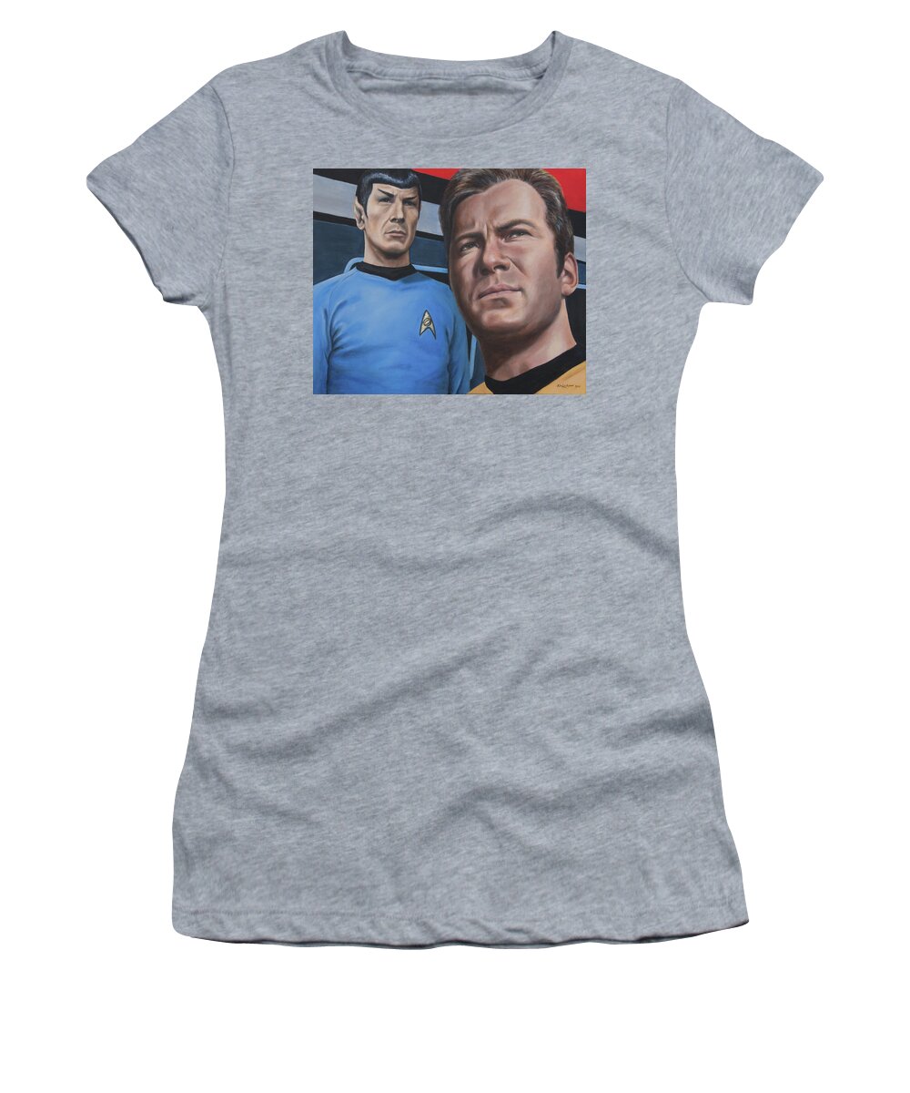 Star Trek Women's T-Shirt featuring the painting Assessing A Formidable Opponent by Kim Lockman