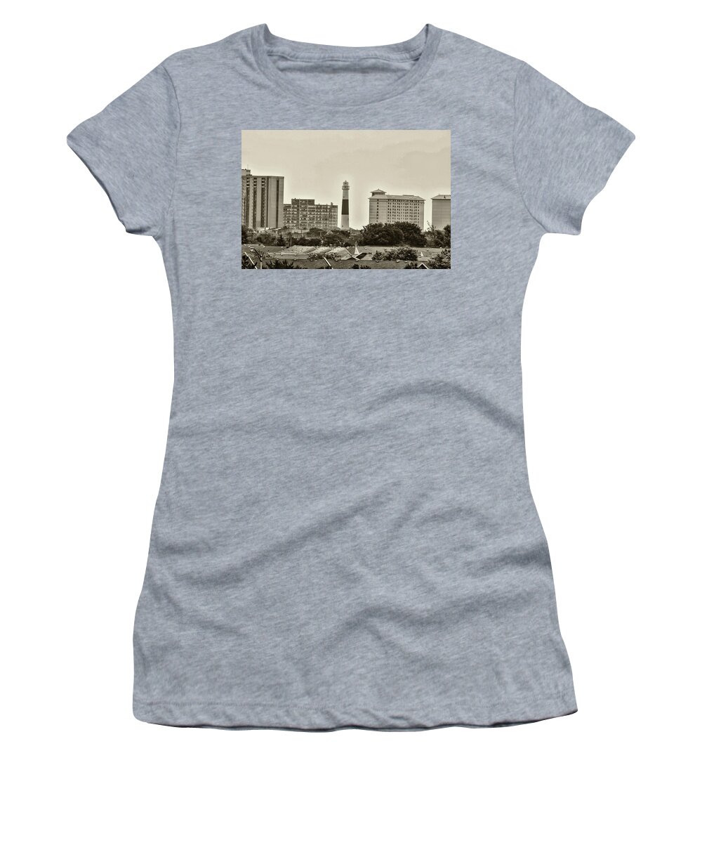 Atlantic Women's T-Shirt featuring the photograph Atlantic City - Absecon Lighthouse - in Sepia by Bill Cannon