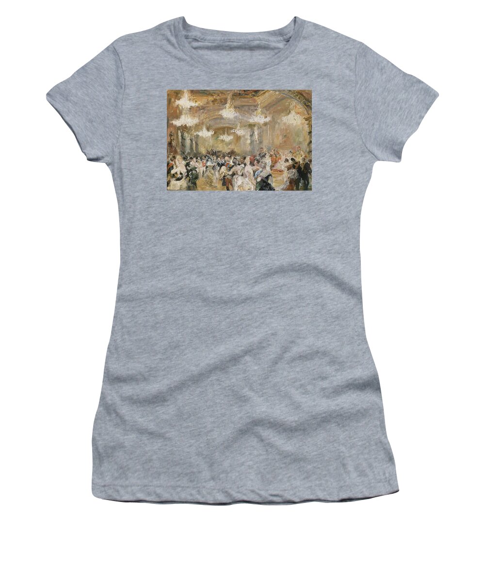 Ferrant Alejandro Women's T-Shirt featuring the painting Ball In Palace. by Alejandro Ferrant y Fischermans -1843-1917-