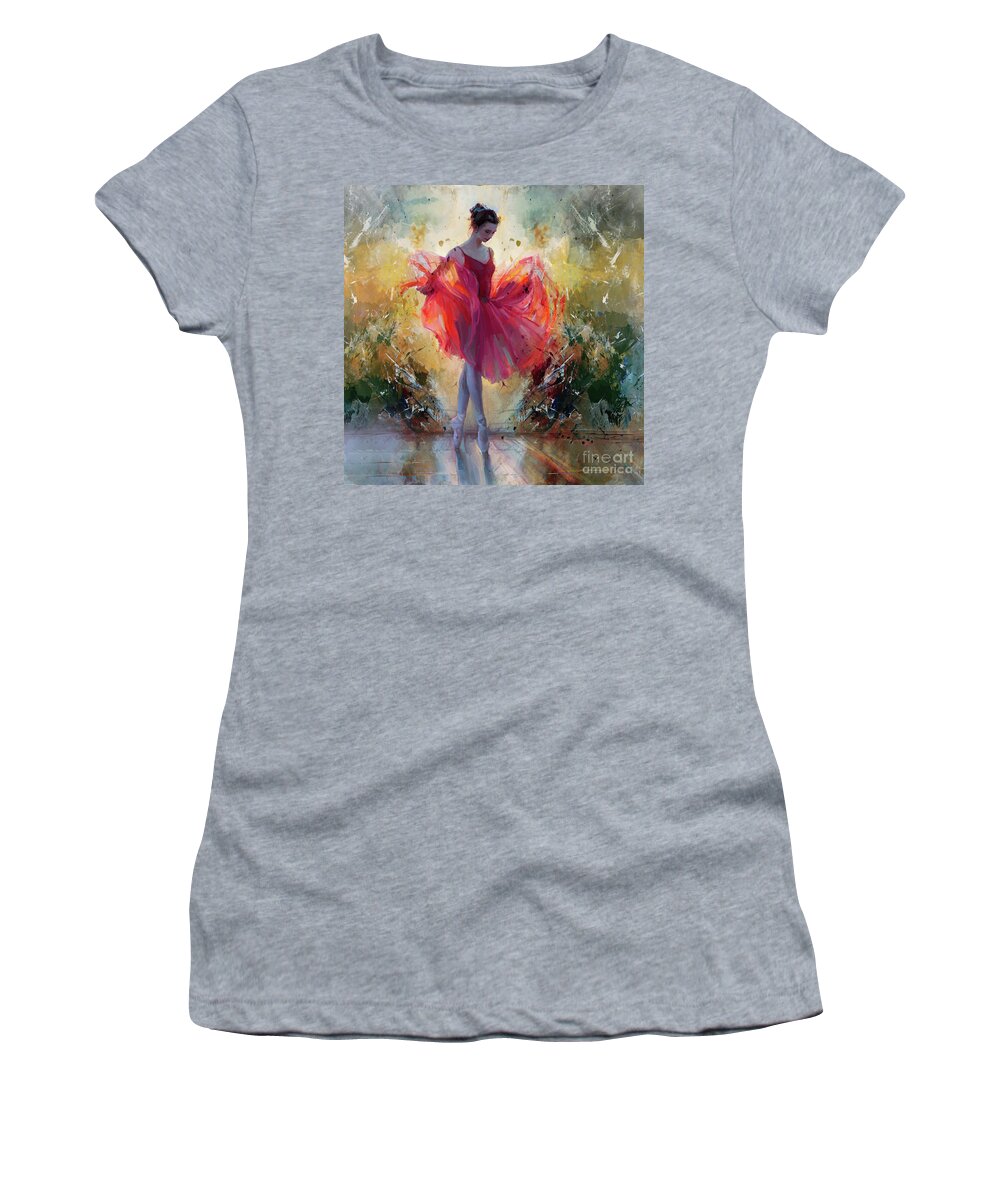 Ballerina Women's T-Shirt featuring the painting Ballerina dance girl kk45a by Gull G