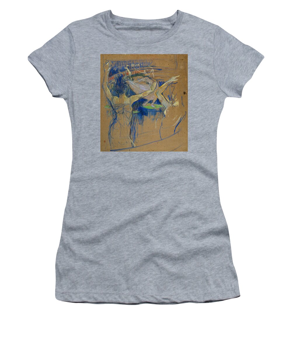 Henri De Toulouse-lautrec Women's T-Shirt featuring the painting Ballet de Papa Chrysantheme, 1892 Oil on cardboard, 65 x 58,3 cm. by Henri de Toulouse Lautrec -1864-1901-