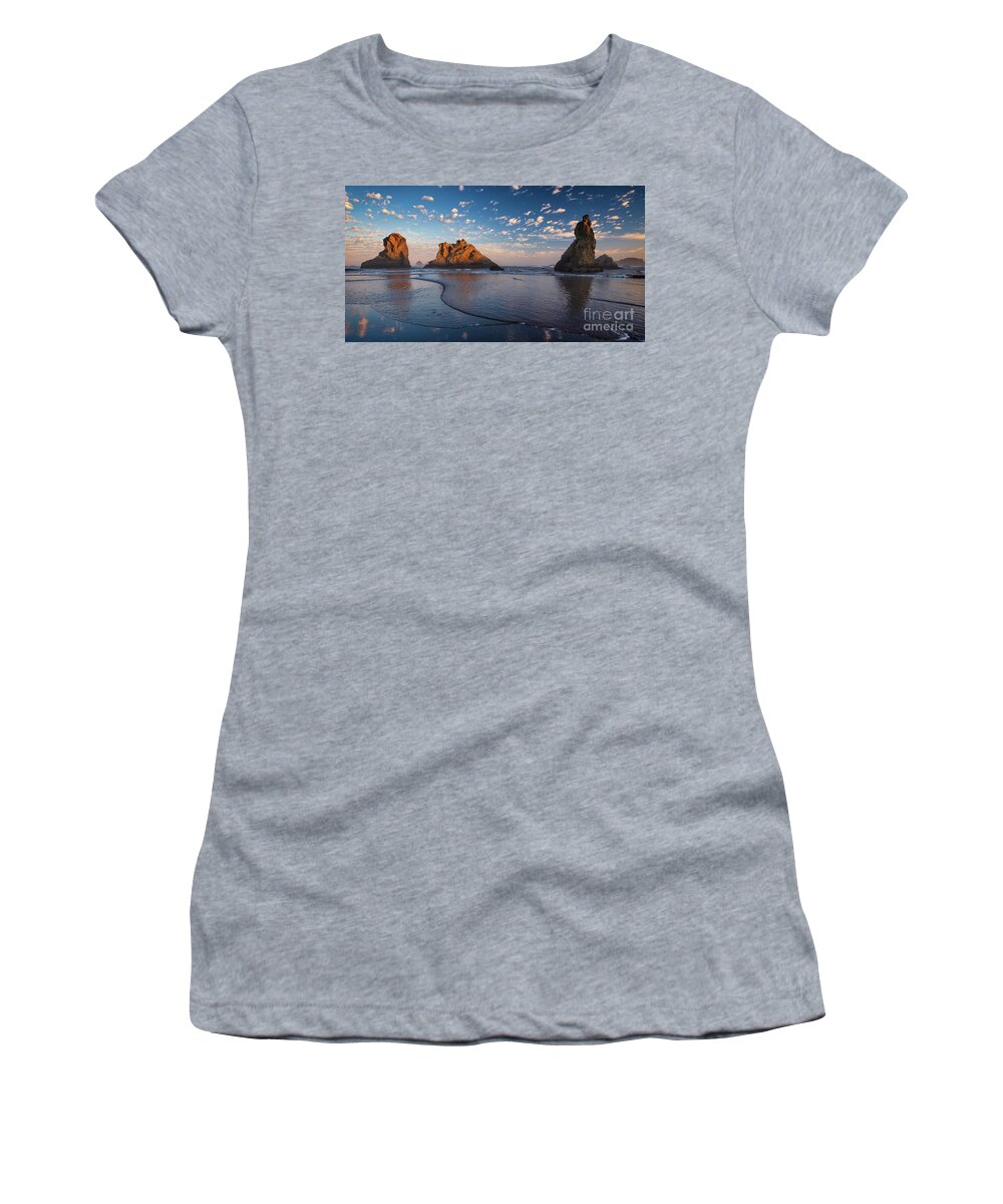 Bandon Women's T-Shirt featuring the photograph Bandon Sunset by Doug Sturgess