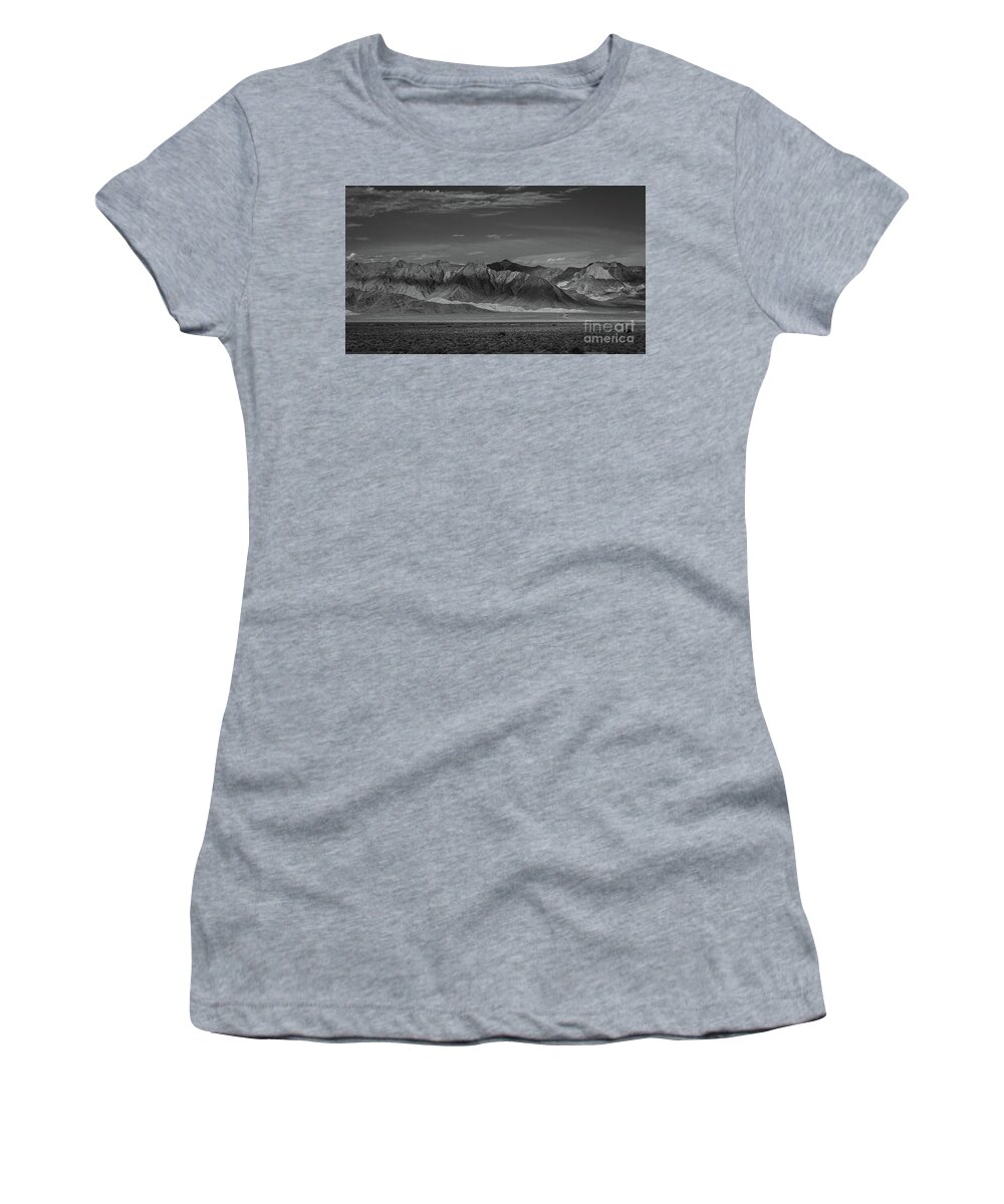 Black And White Women's T-Shirt featuring the photograph Bare Mountain Range by Jeff Hubbard