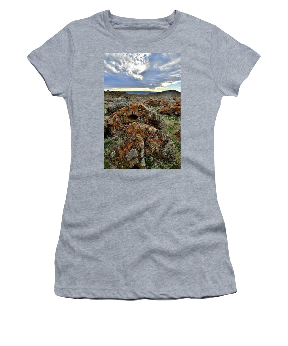 Book Cliffs Women's T-Shirt featuring the photograph Beautiful Boulders Beneath Beautiful Clouds by Ray Mathis