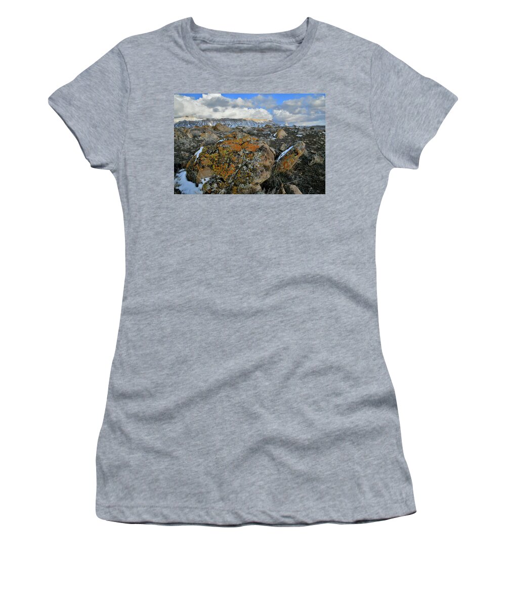 Book Cliffs Women's T-Shirt featuring the photograph Beautiful Clouds over Book Cliffs in Colorado by Ray Mathis
