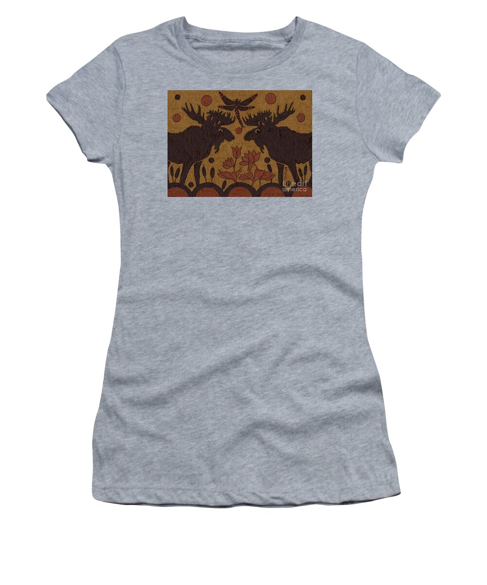 Native American Women's T-Shirt featuring the painting Birch Bark - Moose Medicine by Chholing Taha