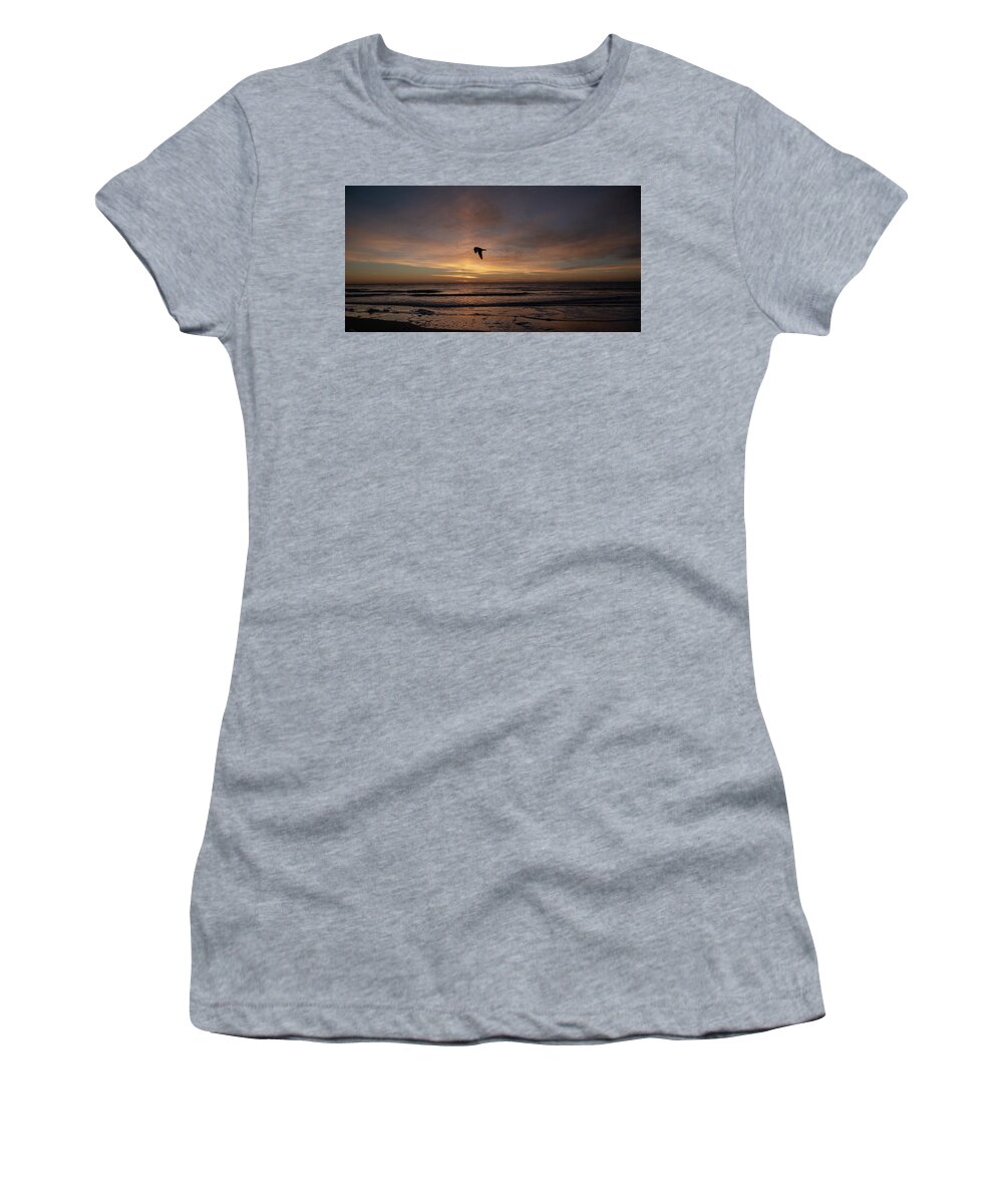 Bird Women's T-Shirt featuring the photograph Bird's Eye View Of Hilton Head Island Sunrise No. 319 by Dennis Schmidt