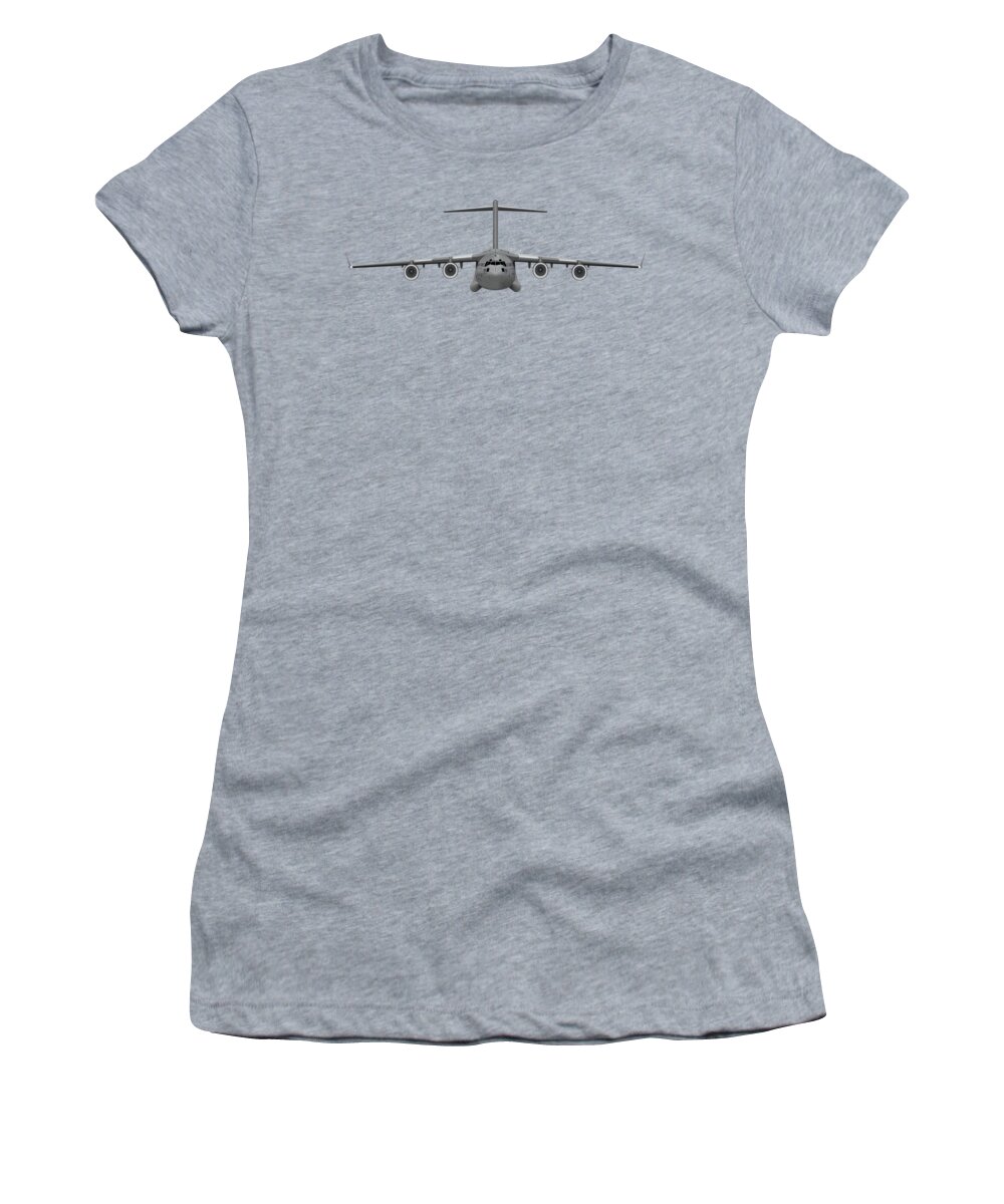 C-17 Women's T-Shirt featuring the digital art Black Chrome C-17 by Michael Brooks
