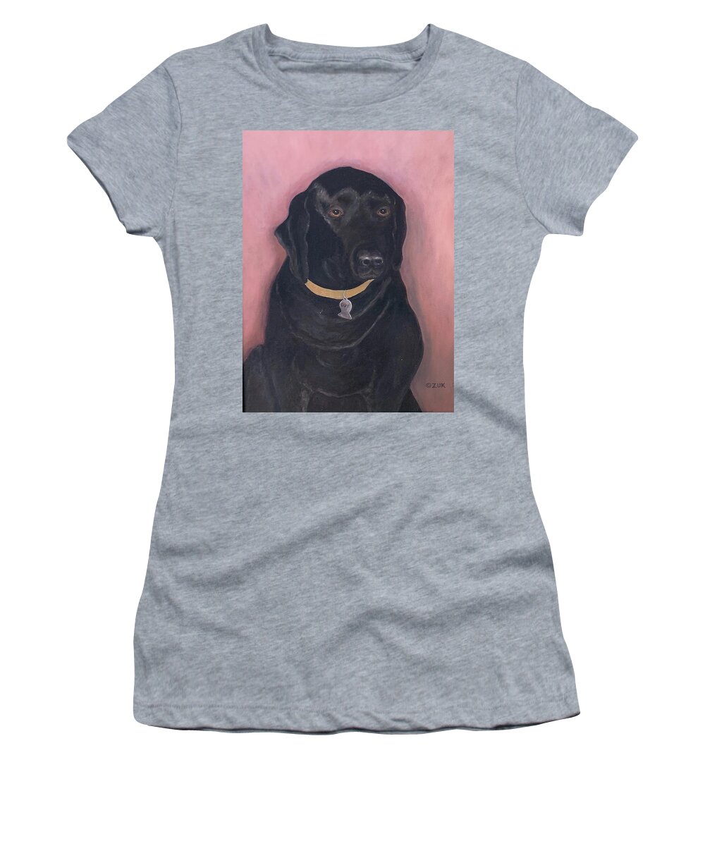 Dog Women's T-Shirt featuring the painting Black Lab by Karen Zuk Rosenblatt