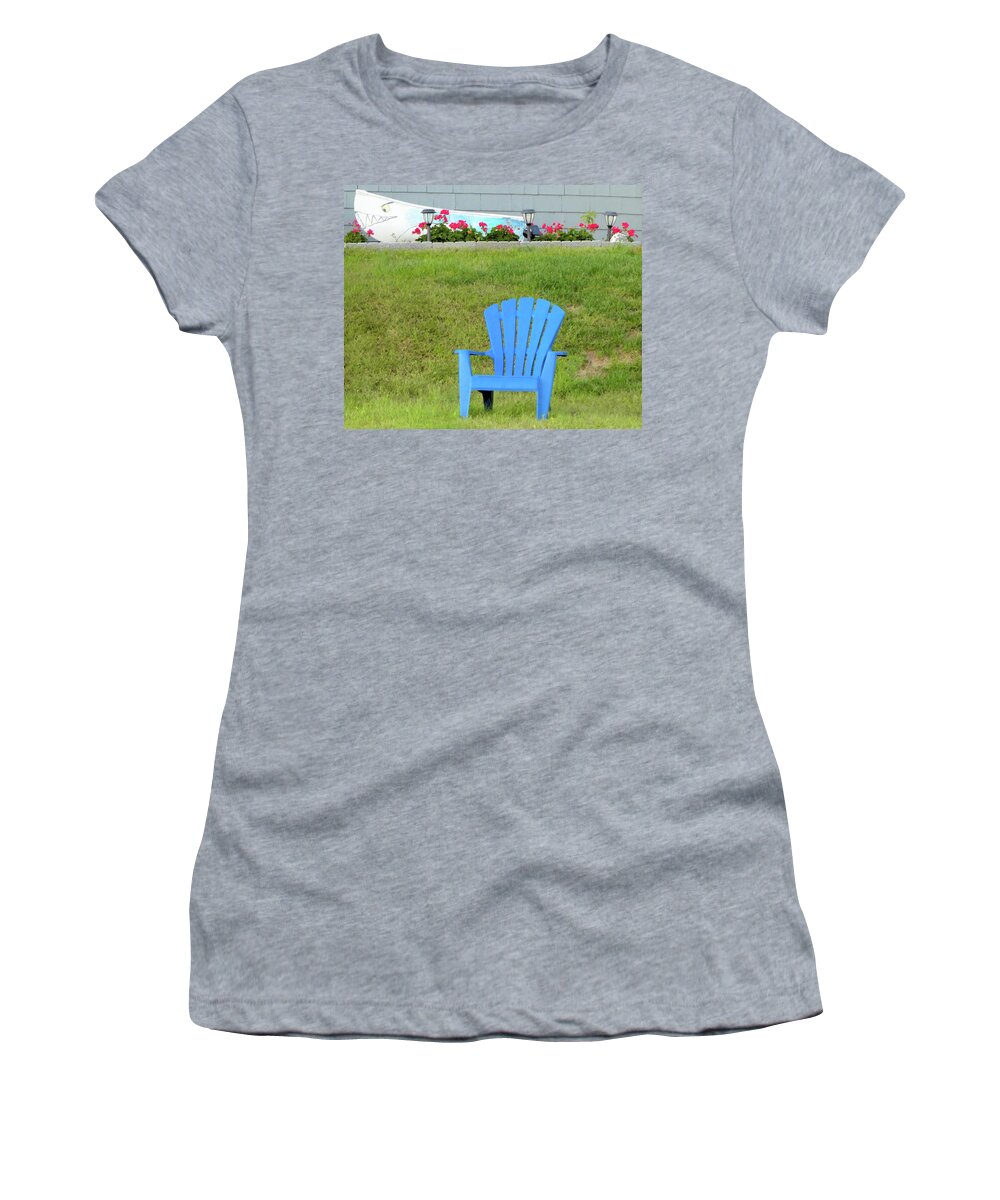 Chair Women's T-Shirt featuring the photograph Blue Chair by Linda Henne