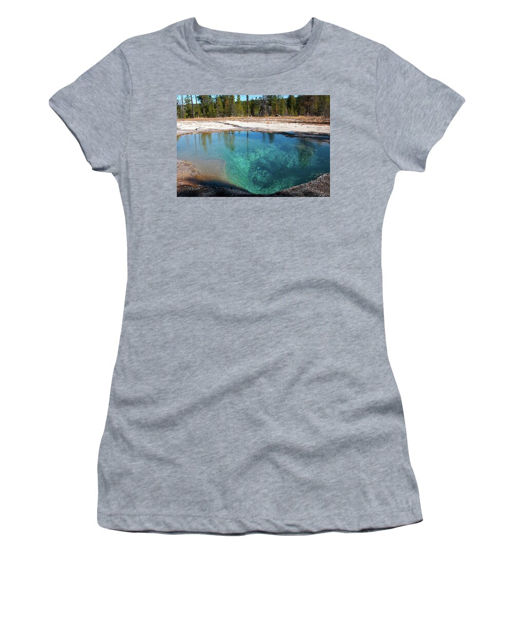 Yellowstone Women's T-Shirt featuring the photograph Blue Hot Spring by Steve Stuller