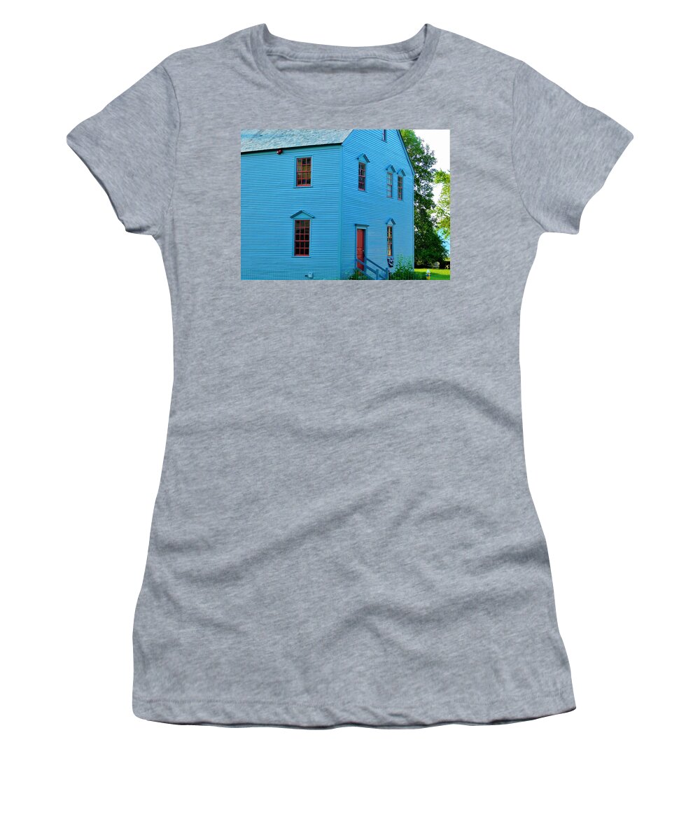 - Blue House In Portsmouth Nh Women's T-Shirt featuring the photograph - Blue House in Portsmouth NH by THERESA Nye