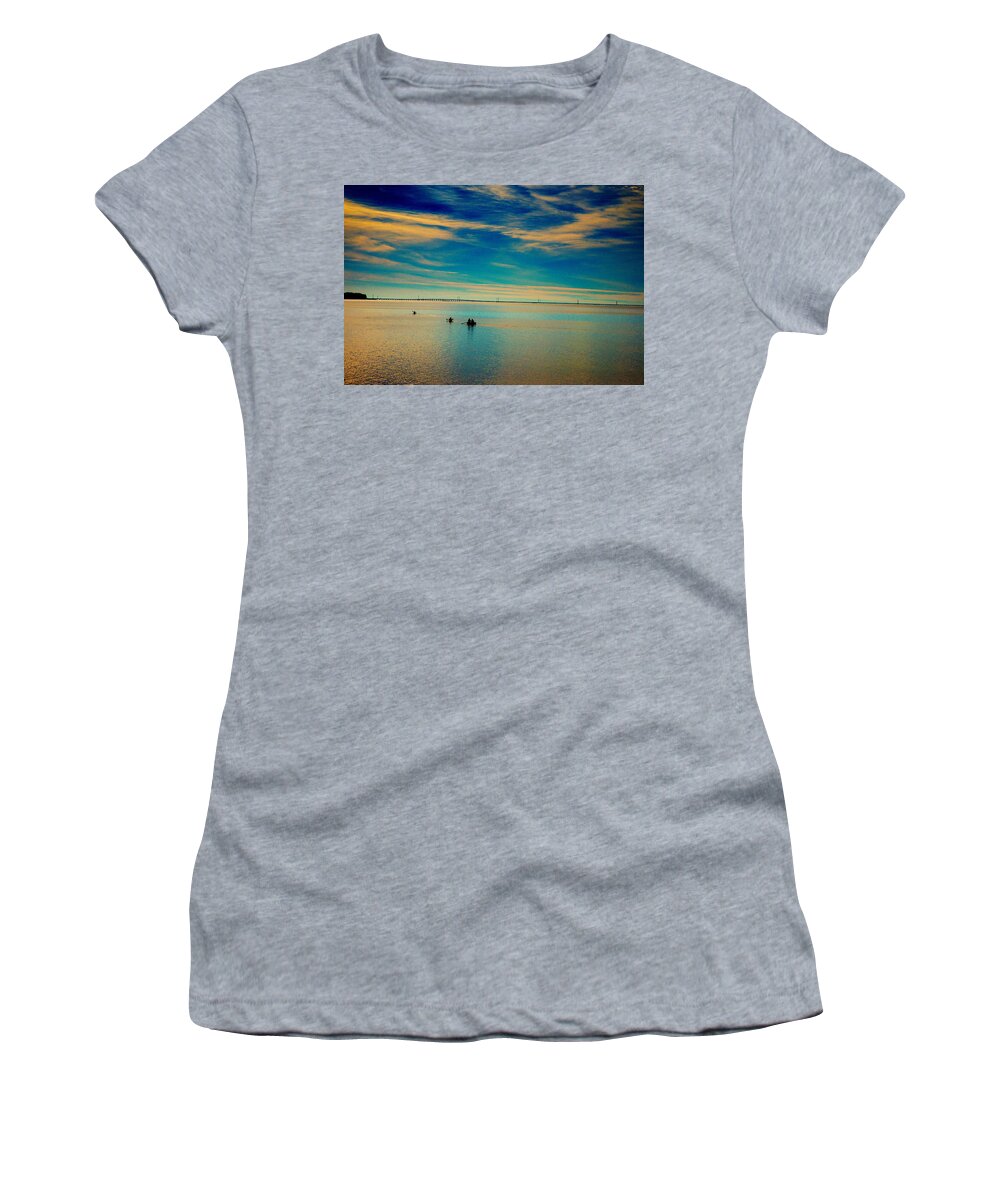 Boaters On The Sound Prints Women's T-Shirt featuring the photograph Boaters On The Sound by John Harding