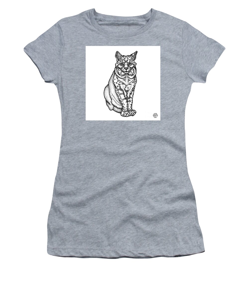 Animal Portrait Women's T-Shirt featuring the drawing Bobcat by Amy E Fraser