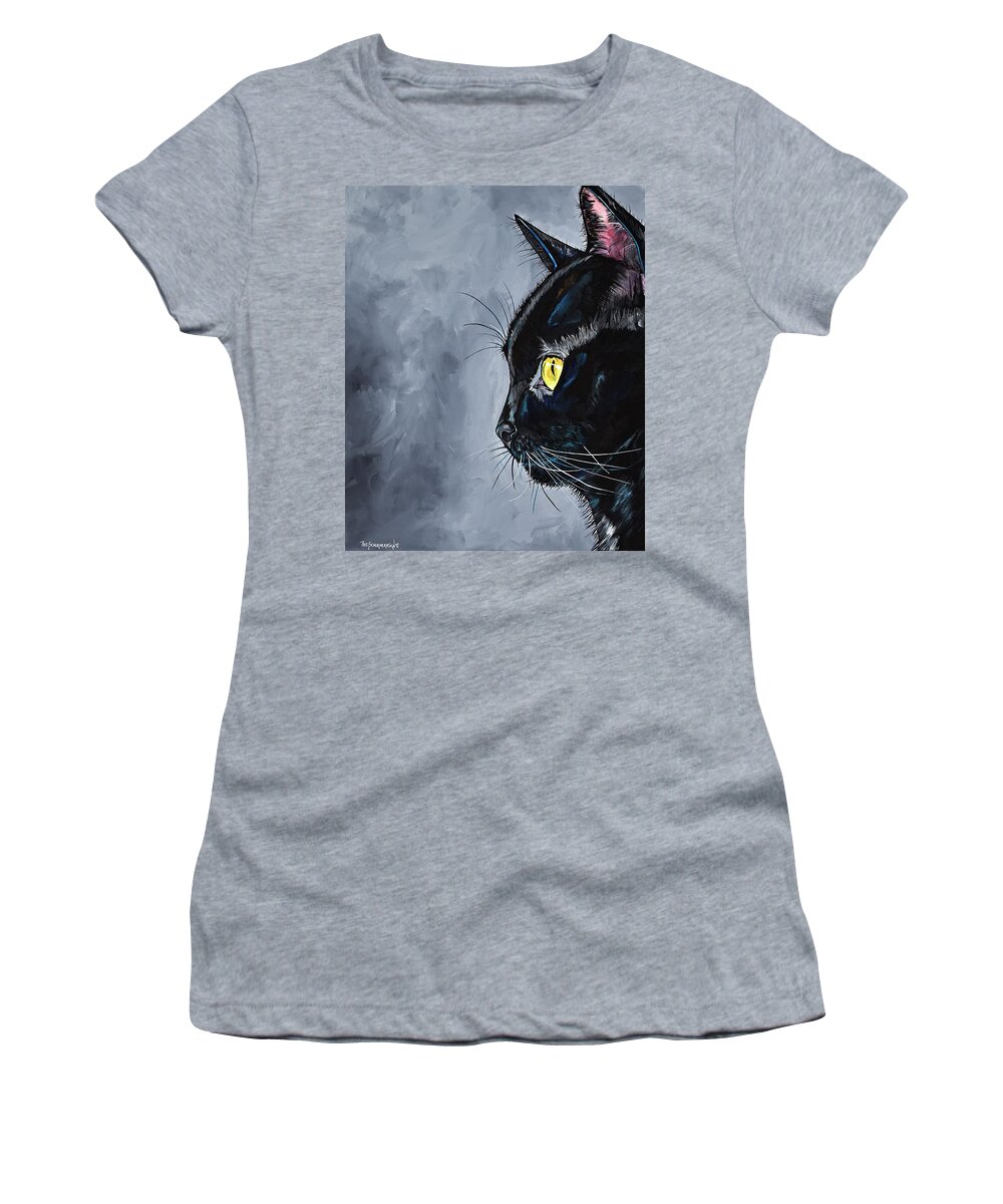 Black Cat Women's T-Shirt featuring the painting Boo Kitty by Patti Schermerhorn