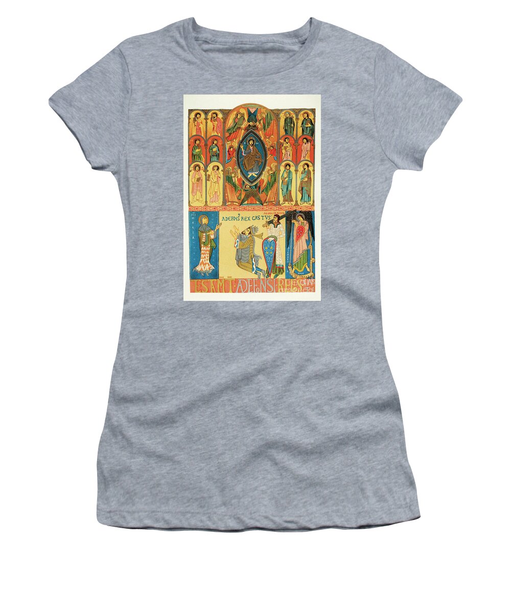 12th Century Women's T-Shirt featuring the painting Books Of Wills And Privileges, Spanish School, 12th Century by Spanish School