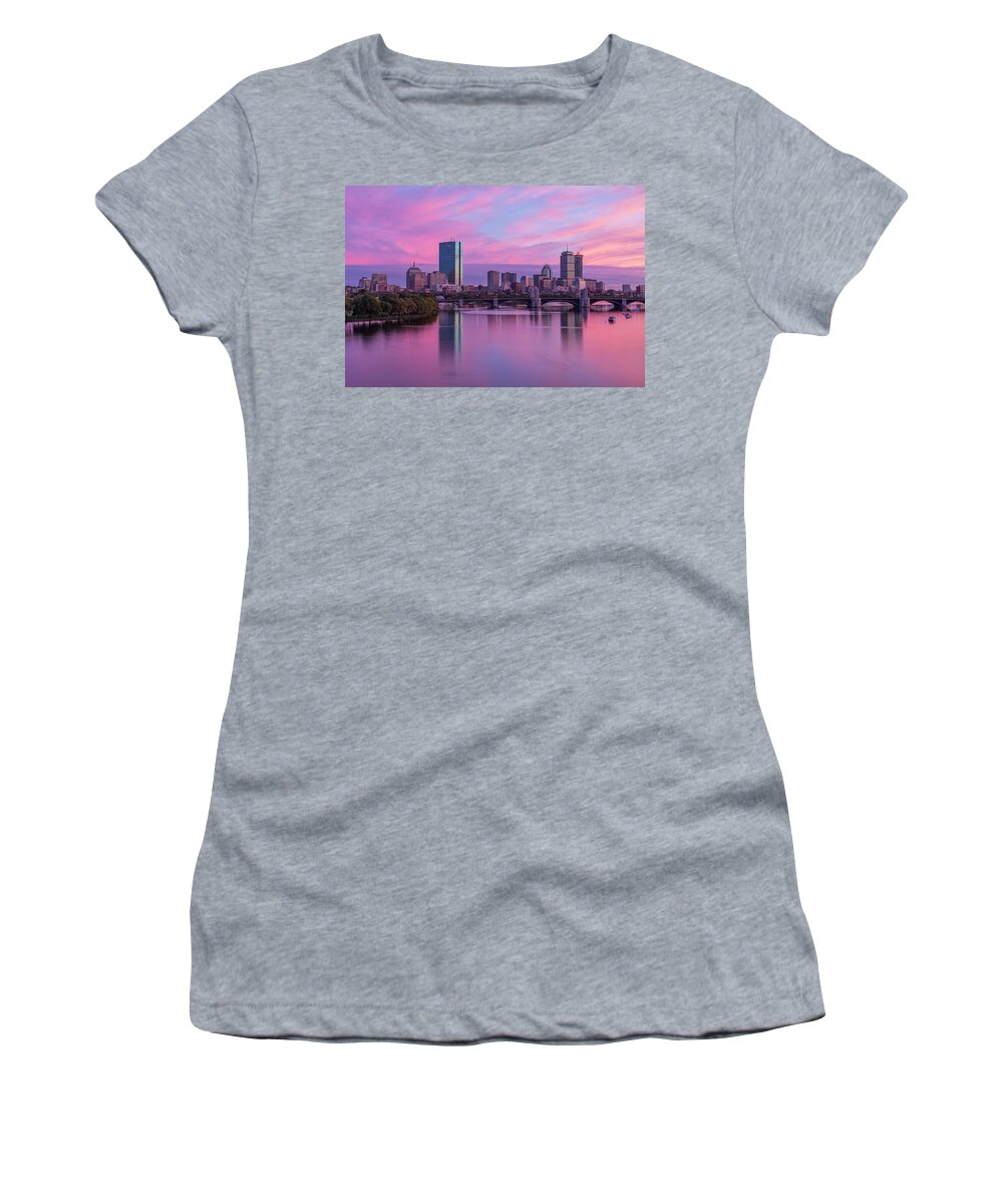 Boston Women's T-Shirt featuring the photograph Boston Sunset by Rob Davies