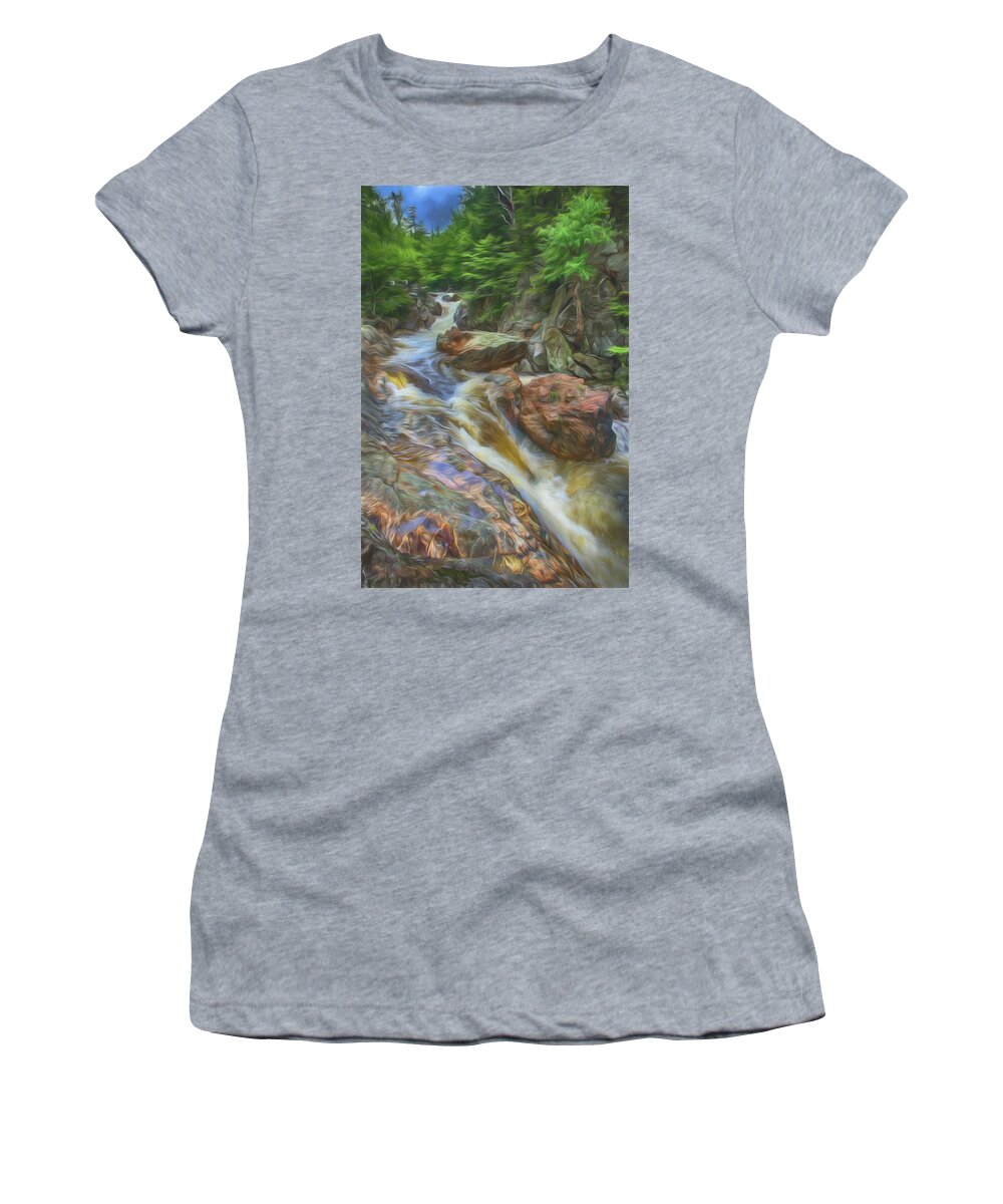 Glen Ellis Falls Women's T-Shirt featuring the photograph Bottom of Glen Ellis Falls by Alan Goldberg
