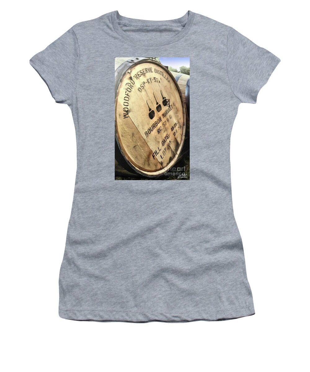 Bourbon Women's T-Shirt featuring the digital art Bourbon Barrel by CAC Graphics