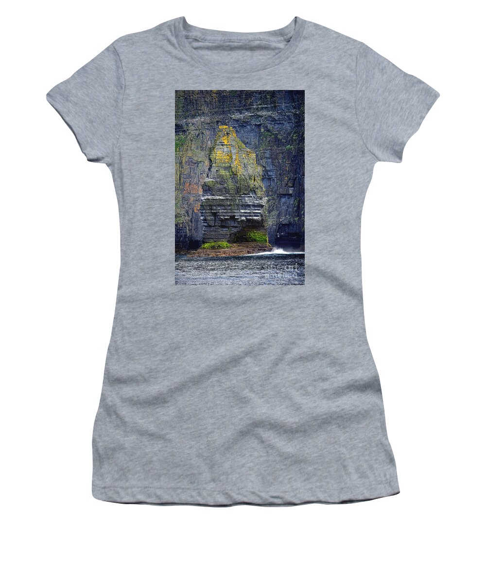 Brabaunmore Women's T-Shirt featuring the photograph Brabaunmore sea stack by Olivier Le Queinec