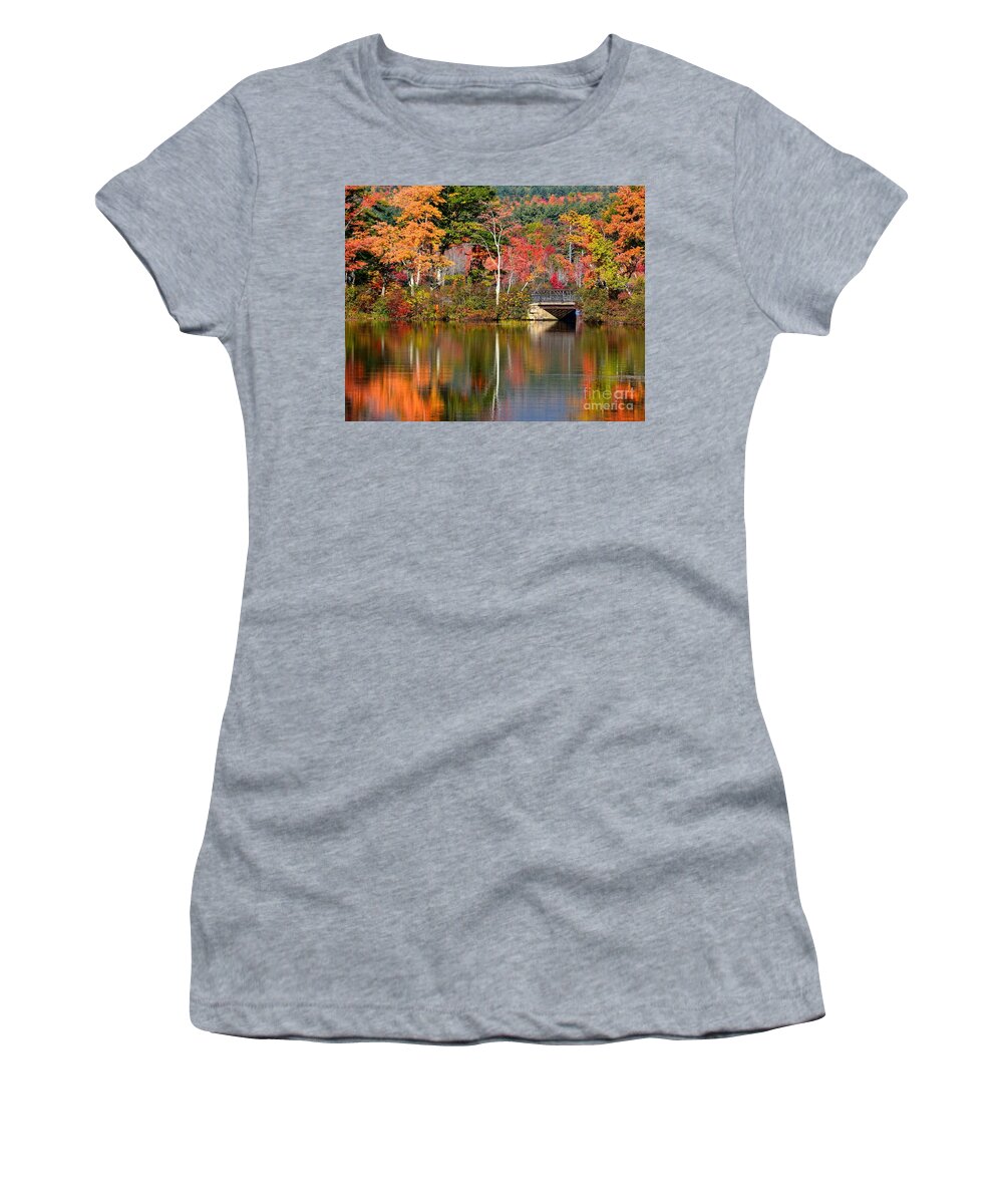 New Hampshire Women's T-Shirt featuring the photograph Bridge at Lake Chocorua by Steve Brown