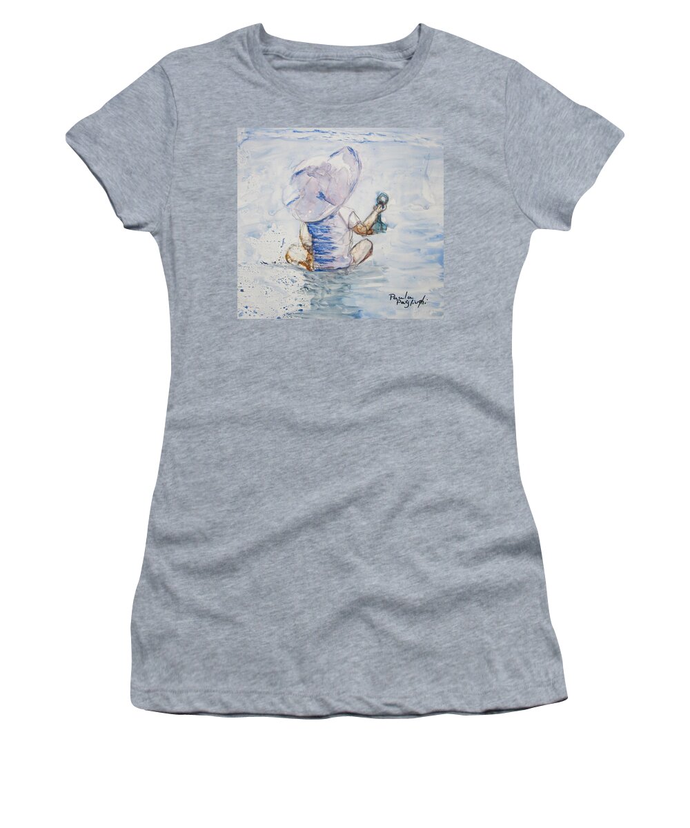 Painting Women's T-Shirt featuring the painting Brielle in the Water by Paula Pagliughi