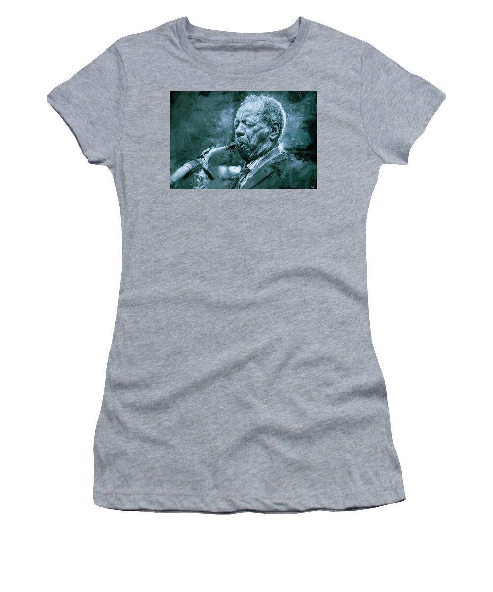 Ornette Coleman Women's T-Shirt featuring the mixed media Broadway Blues, Ornette Coleman by Mal Bray