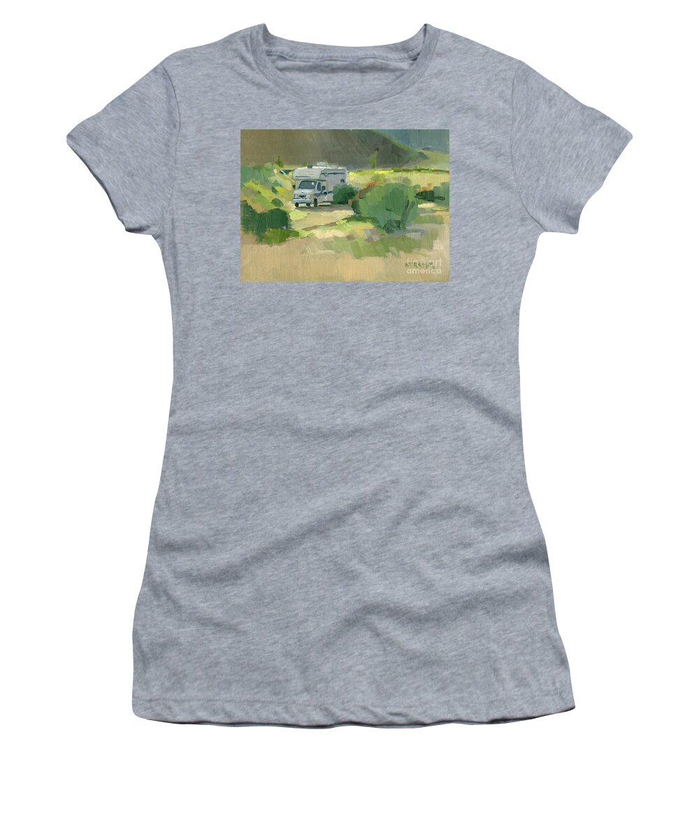 Camping Women's T-Shirt featuring the painting Boondocking Desert Life Borrego Springs California by Paul Strahm