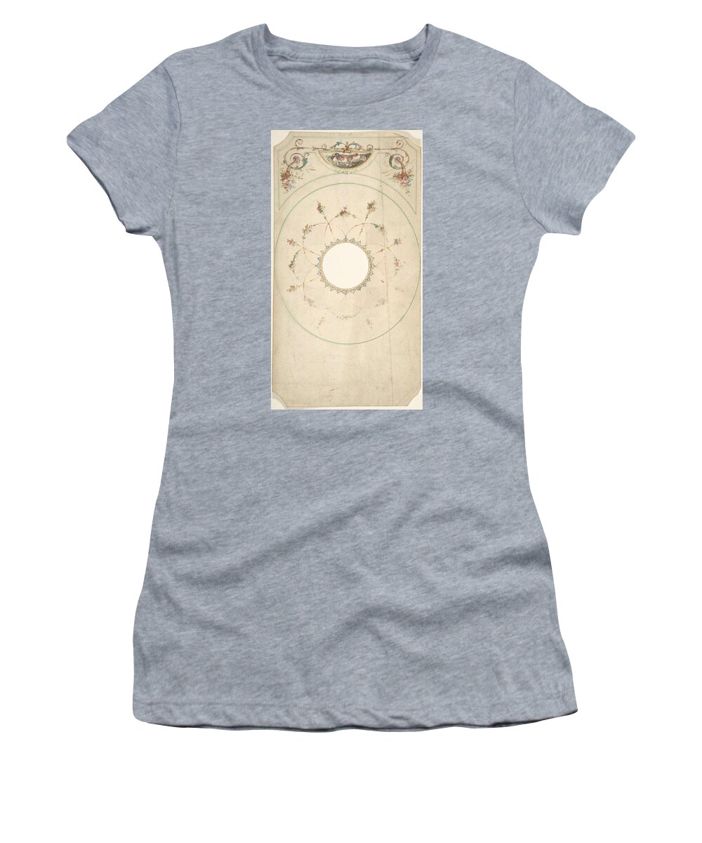 Design Women's T-Shirt featuring the painting Ceiling Design with Center Cut Out Attributed to J. S. Pearse British, active 1854-68 by J S Pearse