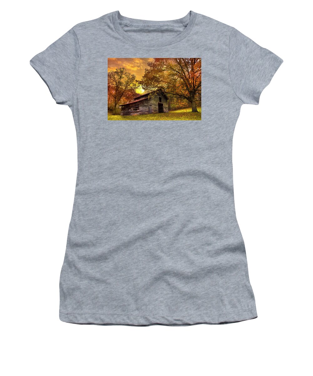 Appalachia Women's T-Shirt featuring the photograph Chill of an Early Fall by Debra and Dave Vanderlaan