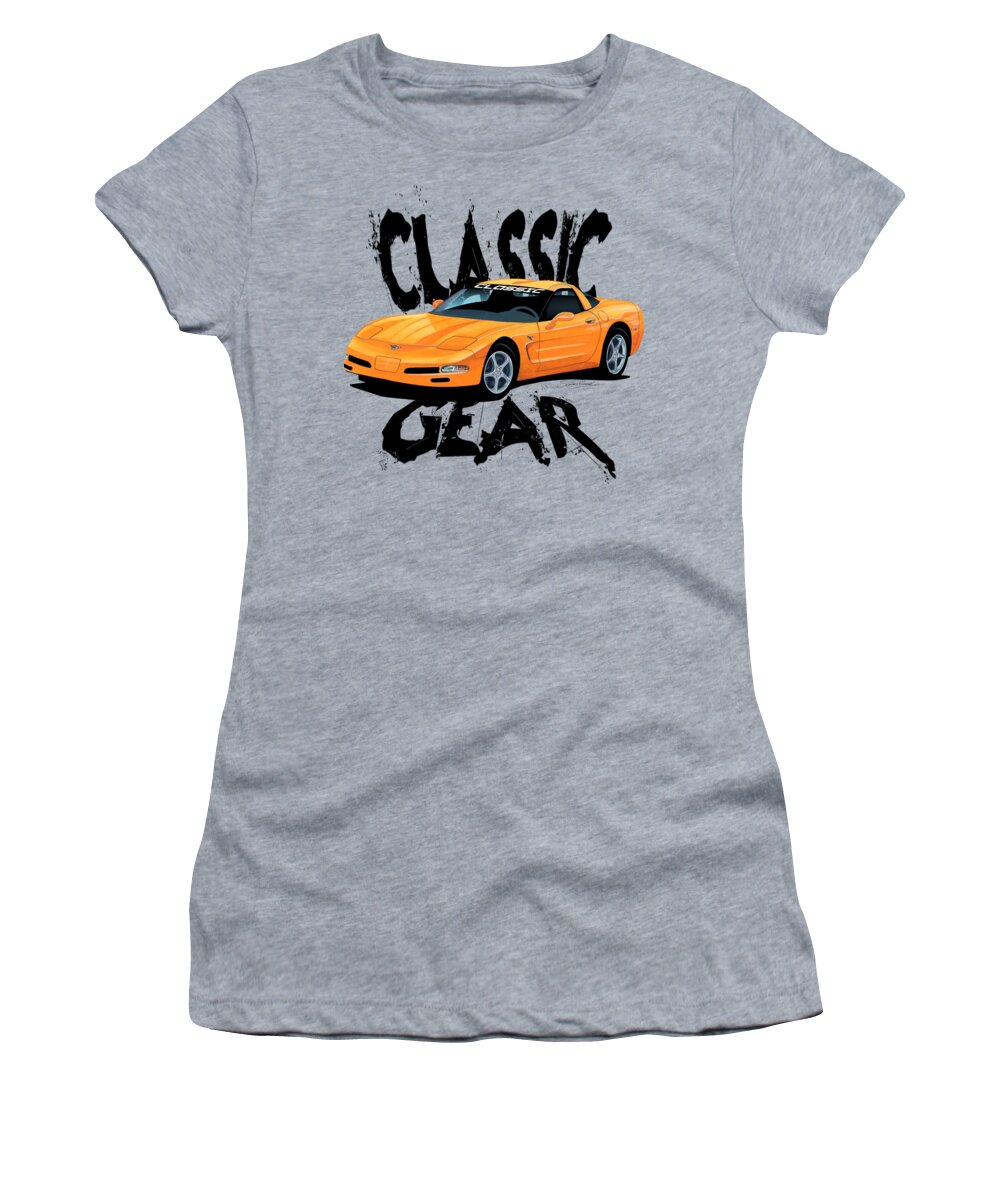 Chevrolet Women's T-Shirt featuring the mixed media Classic Gear Corvette C5-Tee by Simon Read