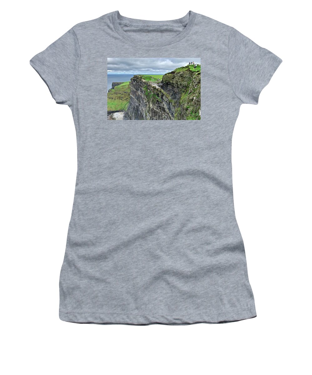 Cliffs Women's T-Shirt featuring the photograph Cliff at Cliffs of Moher by Frozen in Time Fine Art Photography