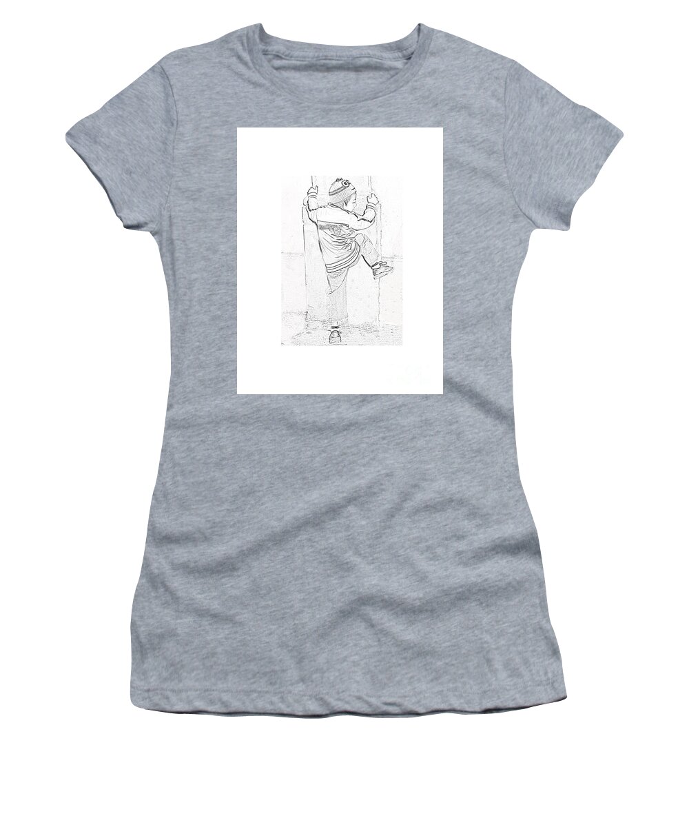 Maya Women's T-Shirt featuring the digital art Climbing the Wall by Kathy McClure