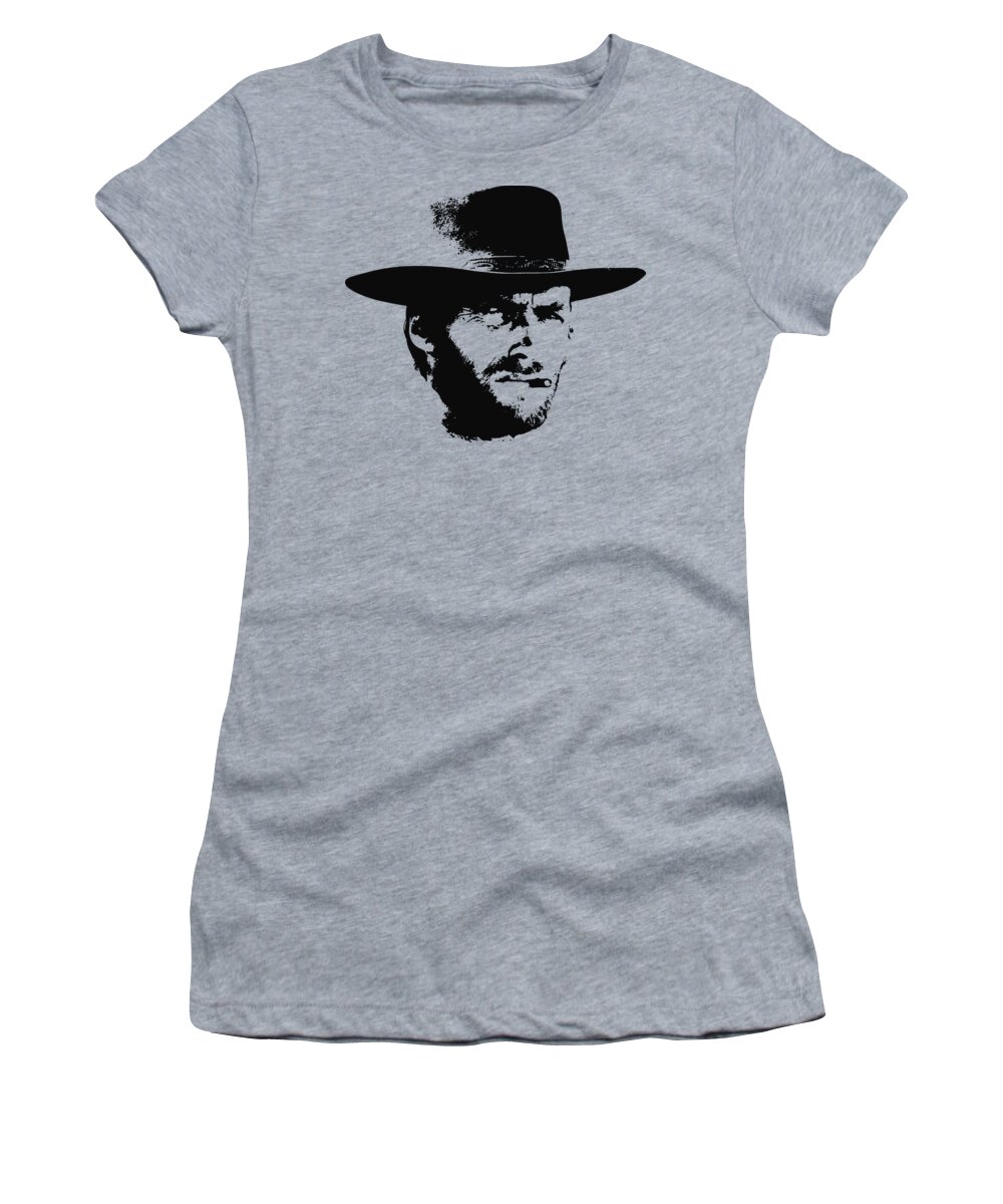 Clint Eastwood Women's T-Shirt featuring the digital art Clint Eastwood Minimalistic Pop Art by Filip Schpindel