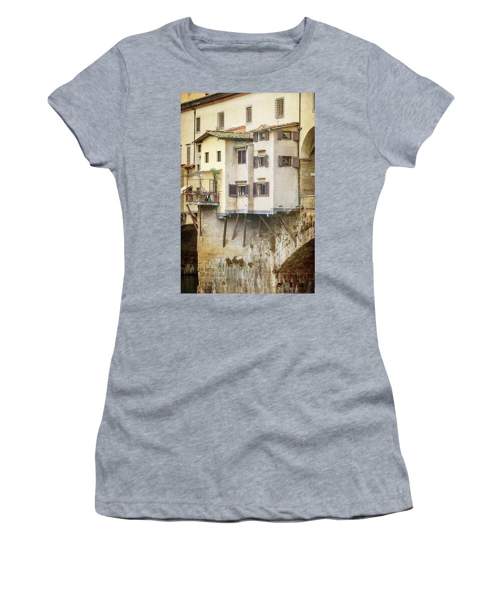 Florence Women's T-Shirt featuring the photograph Close Up Ponte Vecchio Florence Italy by Joan Carroll