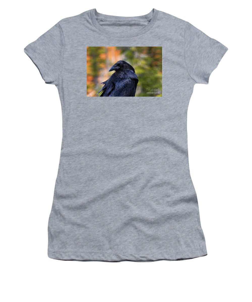 Close Up Women's T-Shirt featuring the photograph Raven Looking Backwards by Robert C Paulson Jr