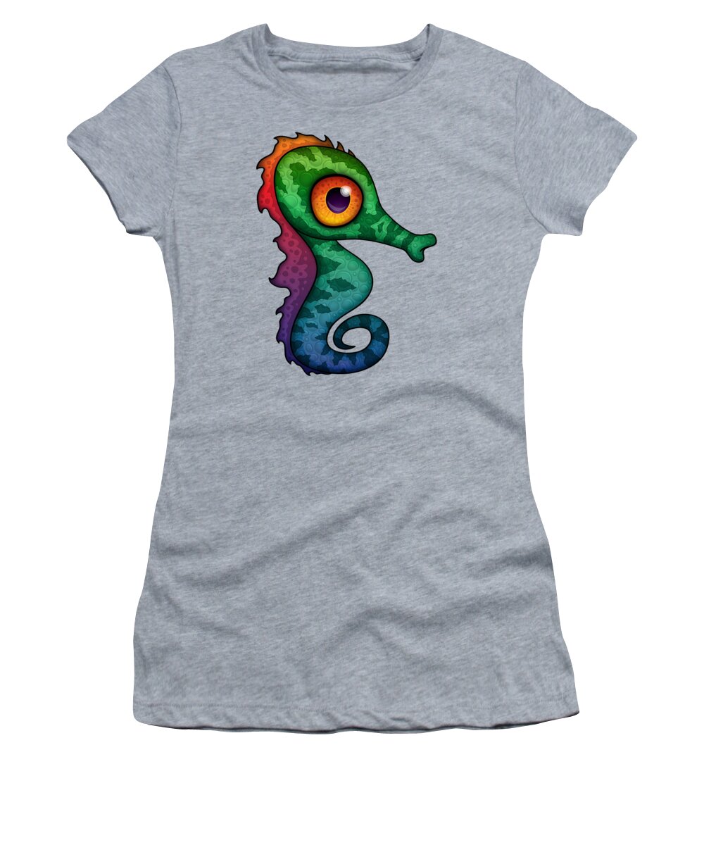 Sea Women's T-Shirt featuring the digital art Colorful Seahorse Cartoon by John Schwegel